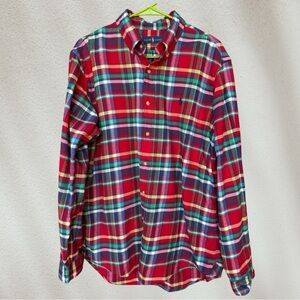 Vintage Ralph Lauren Flannel Shirt Mens Size Large Multicolor Plaid Button Pony